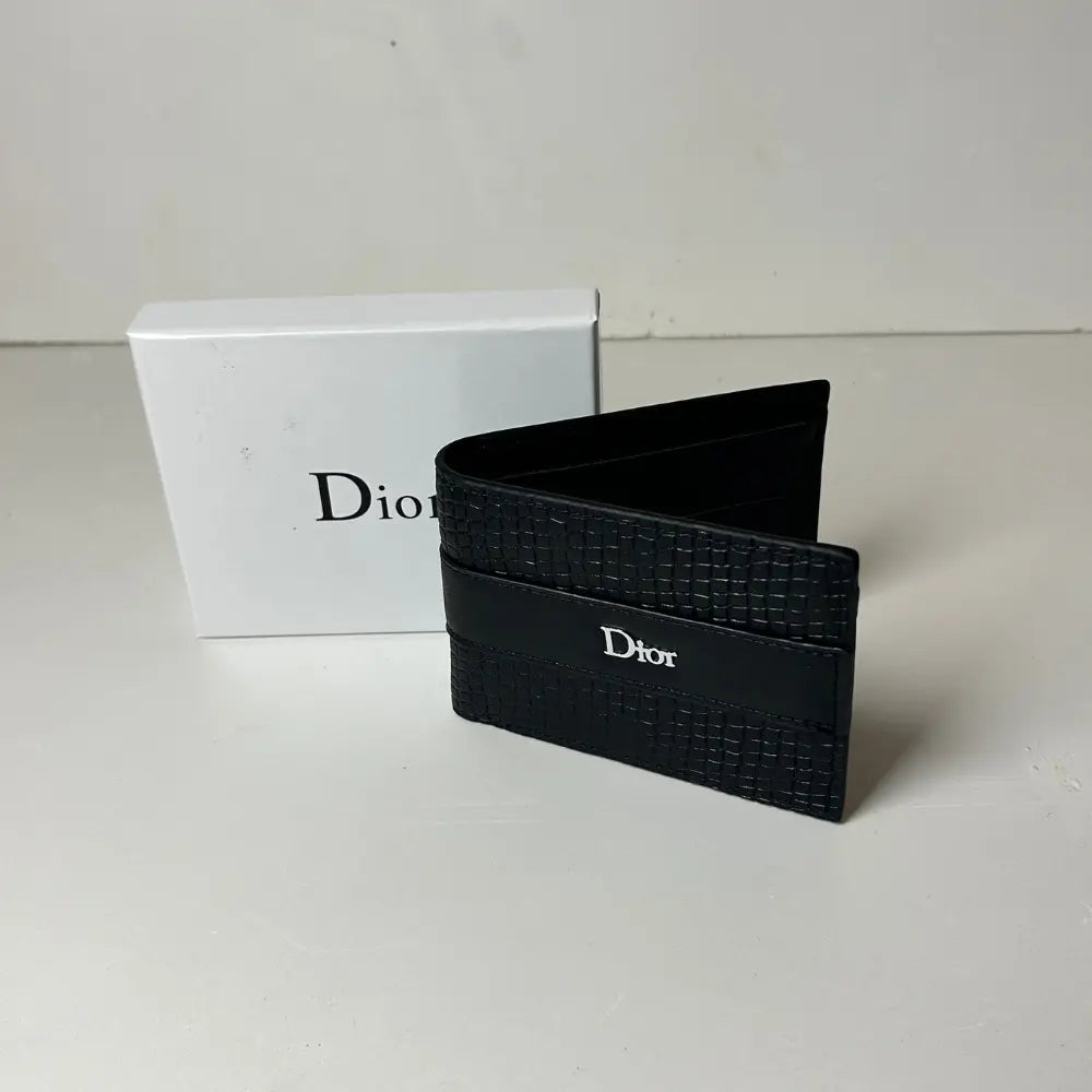 Portefeuille Dior en Cuir Noir Tressé