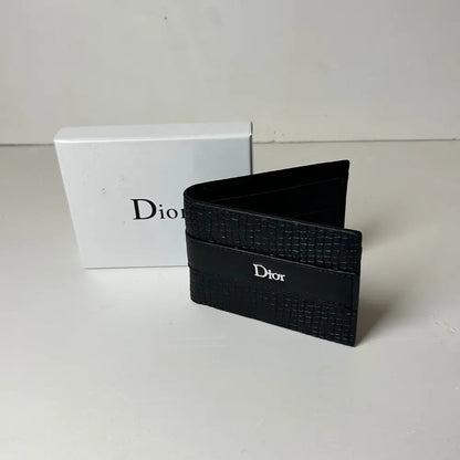 Portefeuille Dior en Cuir Noir Tressé