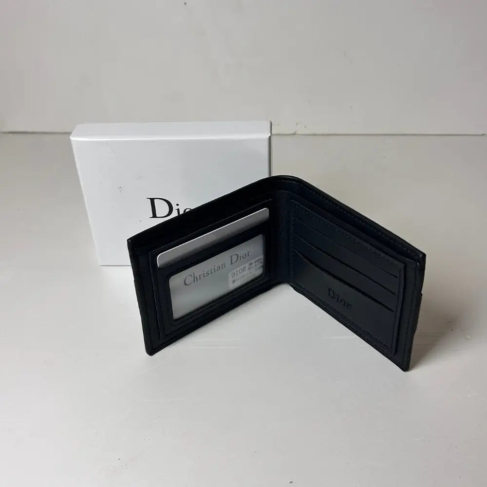 Portefeuille Dior en Cuir Noir Tressé