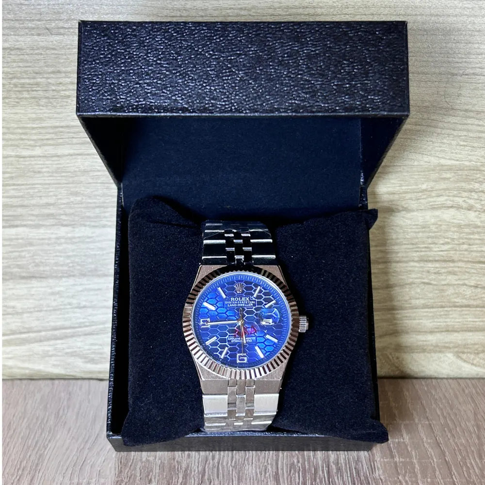 Rolex Classic Blue Honeycomb Watch
